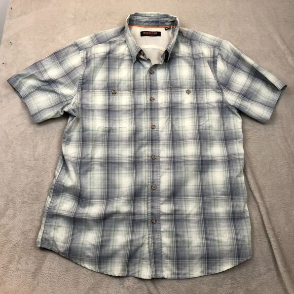 Ridgecut Mens Shirt Large Short Sleeve Fishinng Plaid Button Up Outdoors Blue - Picture 8 of 9